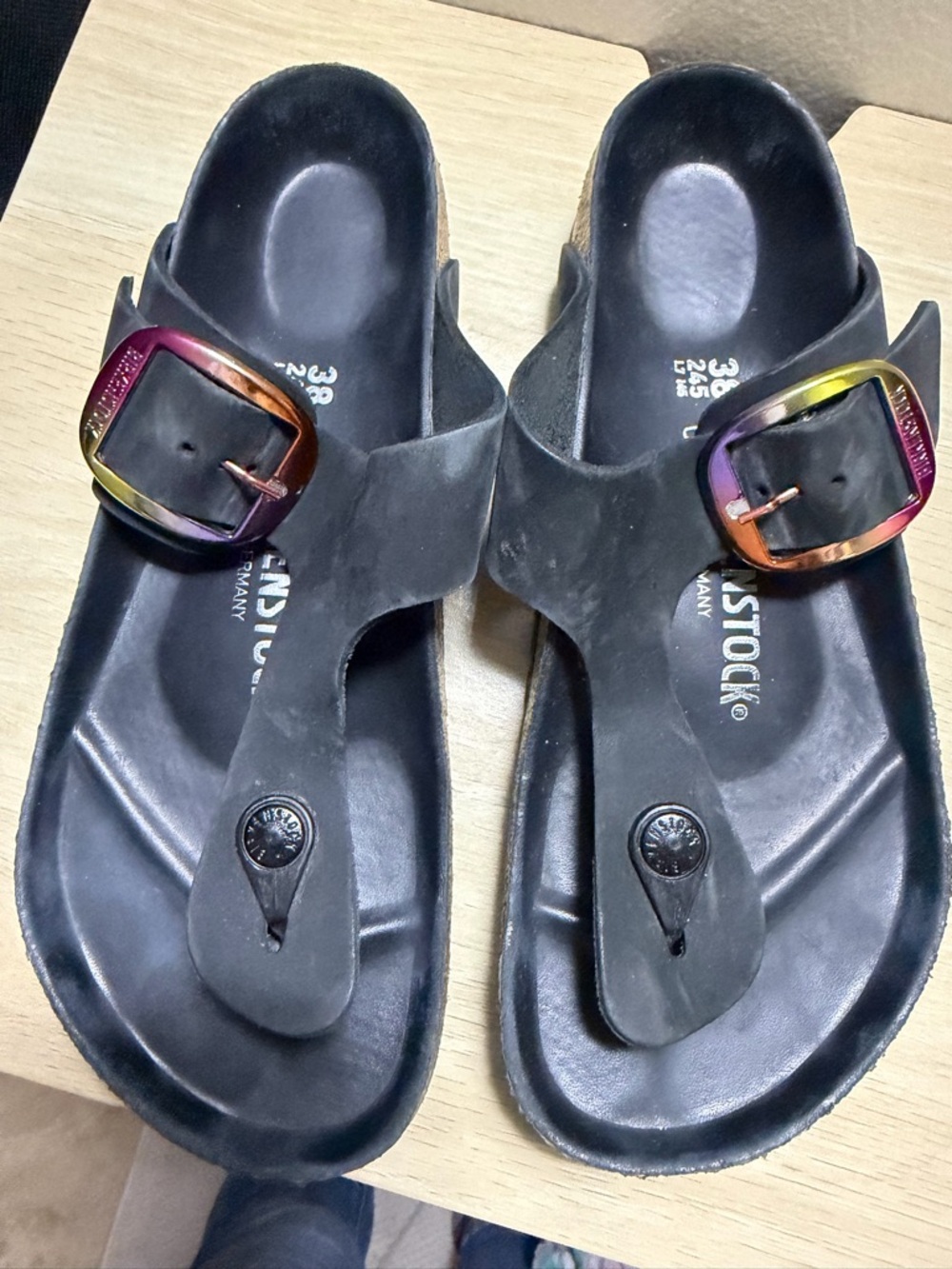 Black Birkenstock Big Buckle Thong Sandals - Picture 5 of 5